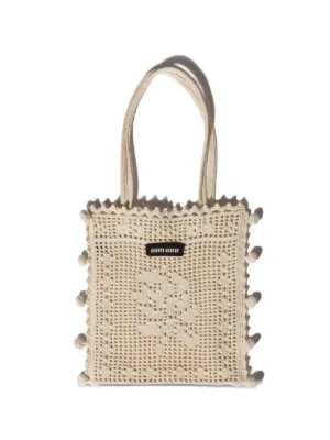 Miu Miu cotton crochet handbag