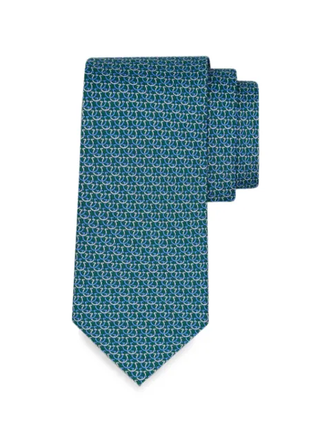 Ferragamo Gancini links print silk tie