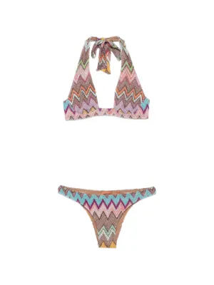 Missoni chevron-knit lam&eacute; bikini