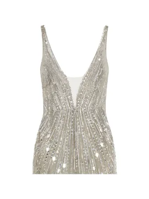 ROOM76 sequin-embellished sunburst-pattern dress