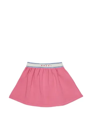 Marni Kids logo-waistband gathered skirt