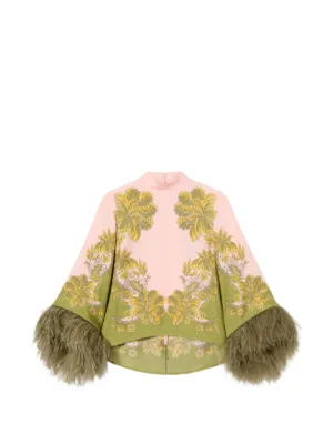 La DoubleJ Swathe Plac&eacute;e pink in silk twill with feathers Make An Exit top