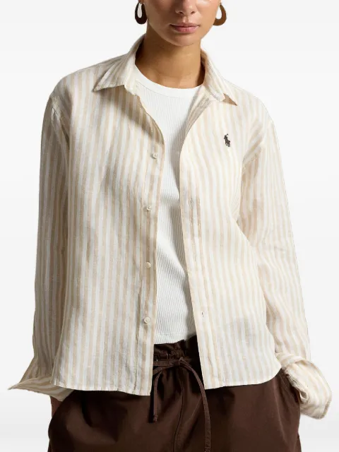 Polo Ralph Lauren wide cropped gingham linen shirt