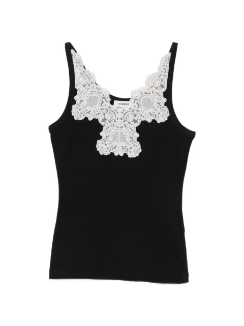 SANDRO ribbed vest top with lace