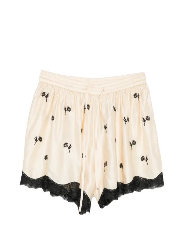 SANDRO embroidered lace-trim shorts