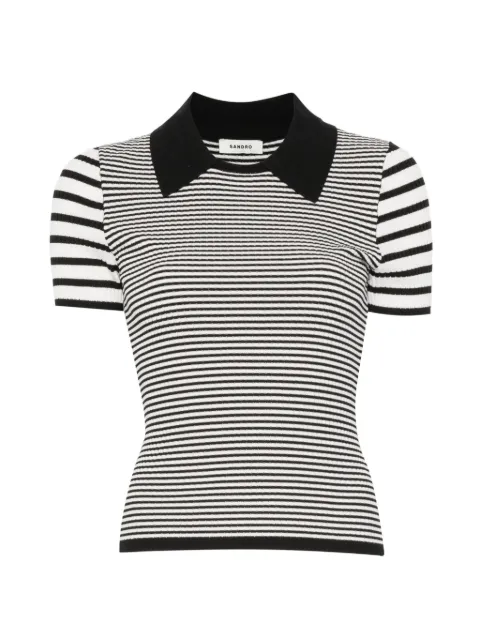 SANDRO striped shirt-collar top