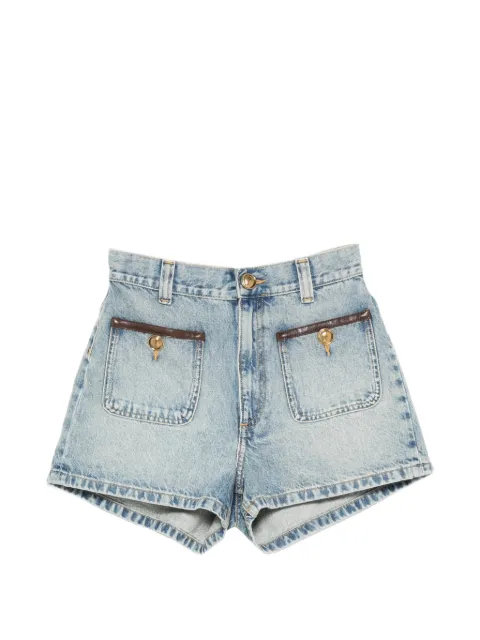 SANDRO leather-trim patch-pocket shorts