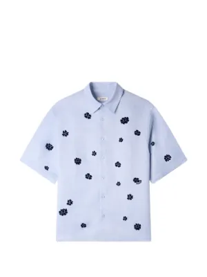 SANDRO flock-print floral-pattern shirt