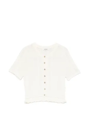 SANDRO pointelle-knit ruffled cardigan