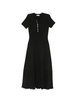SANDRO buttoned ribbed-knit midi dress