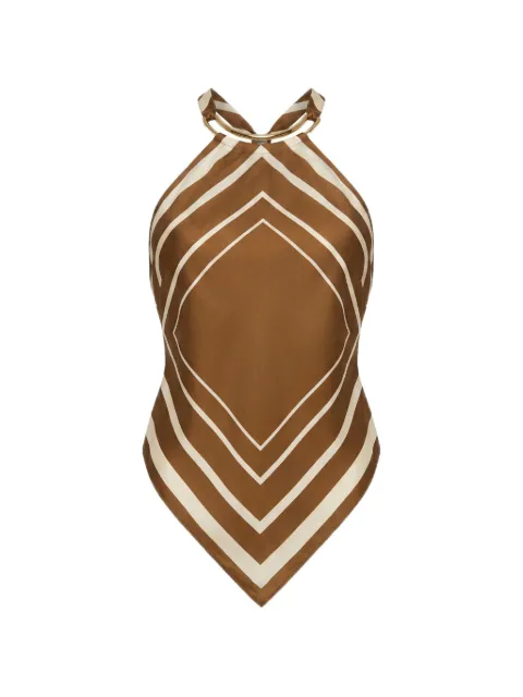 Nicholas Skye top - spice ivory scarf print
