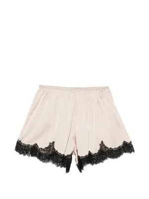 Maje lace-trim satin-finish shorts