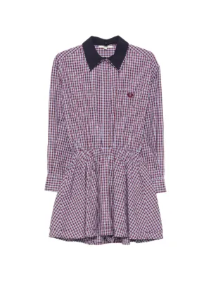 Maje checked cotton mini dress
