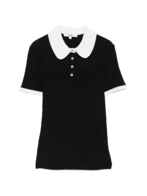Maje contrast-collar ribbed polo top 