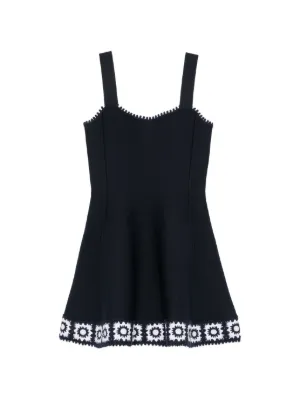 Maje dress with crochet panels