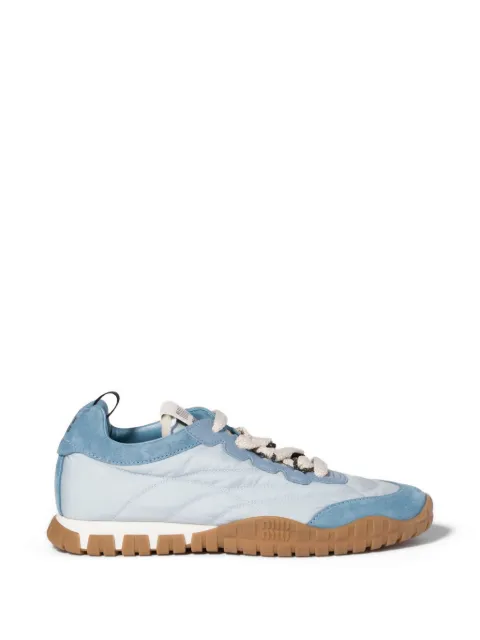 Miu Miu suede-trim logo-print sneakers