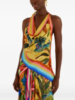 FARM Rio Rainbow tropical-print cowl-neck top
