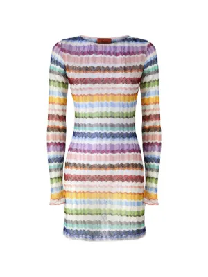 Missoni Zigzag-knit long-sleeve beach dress
