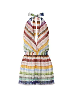 Missoni Zigzag-knit halterneck playsuit