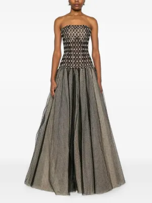 Dina Melwani sequin-embellished tulle maxi dress