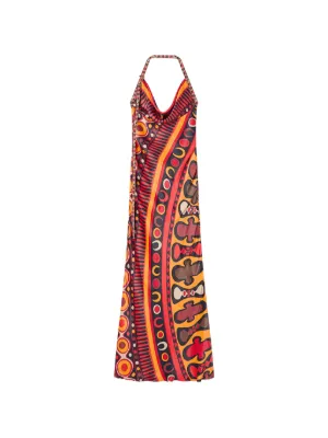 PUCCI Soleil-print orange satin dress