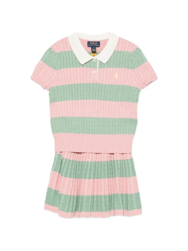 POLO RALPH LAUREN KIDS cable-knit striped skirt set
