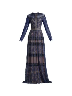Tadashi Shoji Debore lace-detail tiered gown