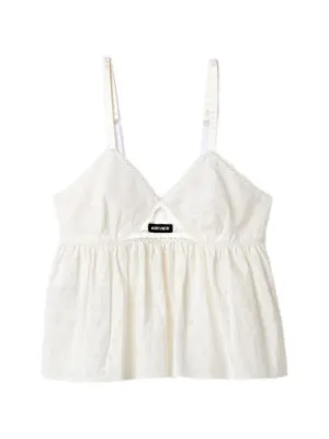 Miu Miu slubbed eyelet poplin top