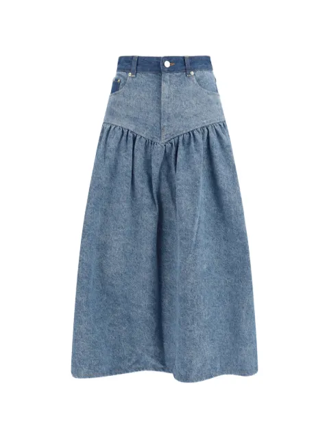 GANNI patchwork denim skirt