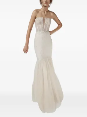Vera Wang beaded strapless maxi dress