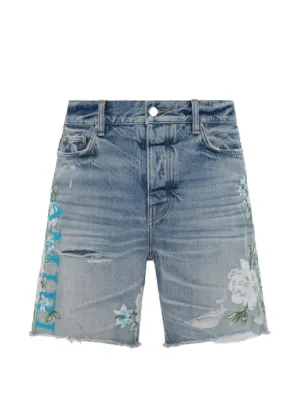 AMIRI embroidered floral-logo shorts