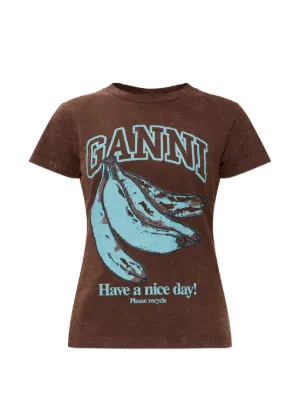 GANNI graphic-print cotton T-shirt