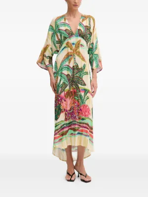 Lola Casademunt printed beaded-trim maxi dress