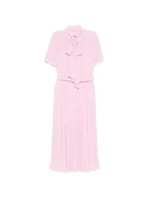 Self-Portrait pleated pussy-bow midi dress