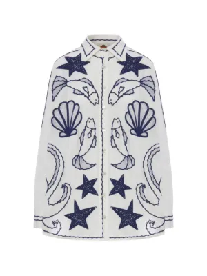 FARM Rio embroidered linen shirt