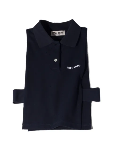 Miu Miu logo-embroidered polo-collar vest