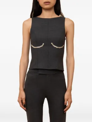 Contessa Mills Cora button-embellished top