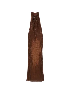 Self-Portrait rhinestone-embellished racer-back maxi dress