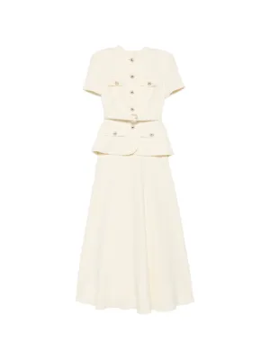 Self-Portrait belted-detail button-up maxi dress