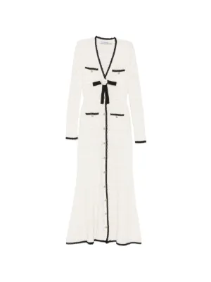 Self-Portrait bow-detail pointelle-knit midi dress