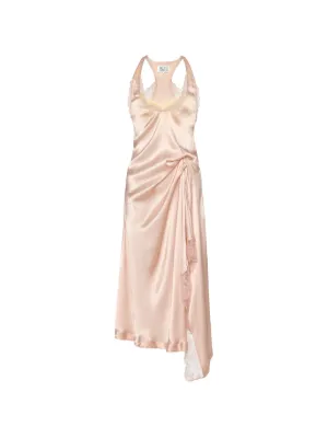 Maison Margiela lace-trim asymmetric midi dress