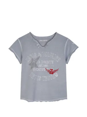 Zadig & Voltaire Kids graphic-print stud-embellished T-shirt