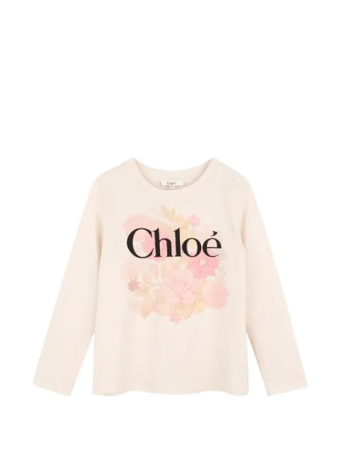 Chloé Kids floral-print long-sleeve T-shirt