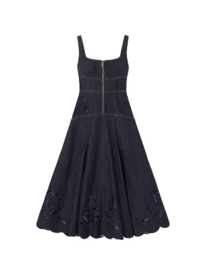 Self-Portrait broderie-anglaise flared-hem midi dress