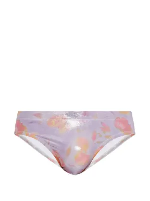 Diesel floral-print metallic-effect swimming briefs