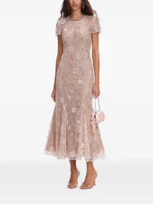 Self-Portrait sequin-embellished floral-print midi dress