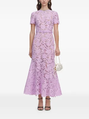 Self-Portrait belted floral-lace midi dress