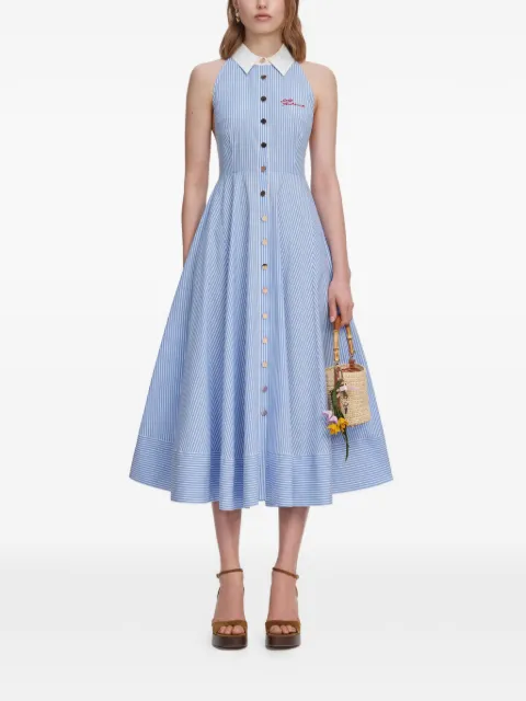 Self-Portrait striped halterneck midi dress