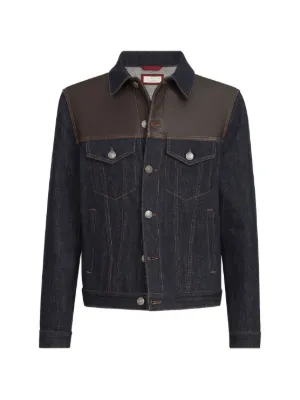 Brunello Cucinelli paneled no-fade denim four-pocket jacket