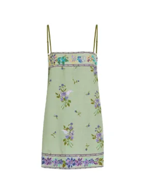 Free People floral-embroidered slip mini dress
